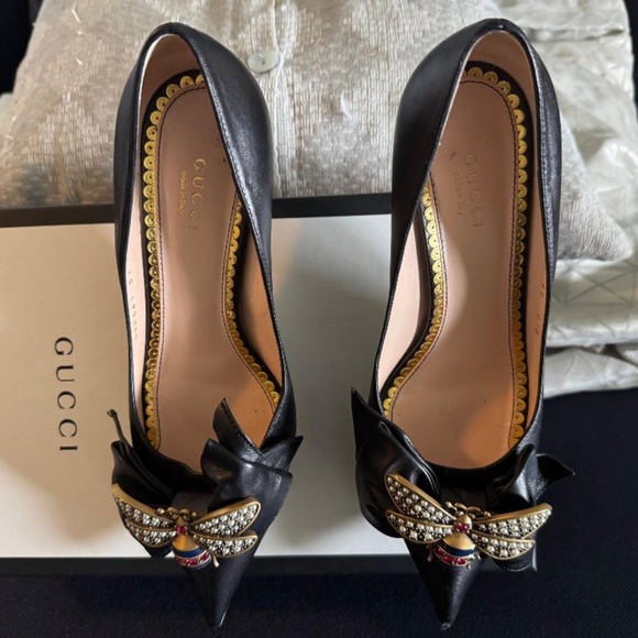 Gucci embellished black heels